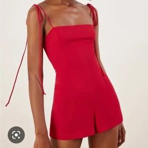 Reformation Cammie Romper - Cherry Red